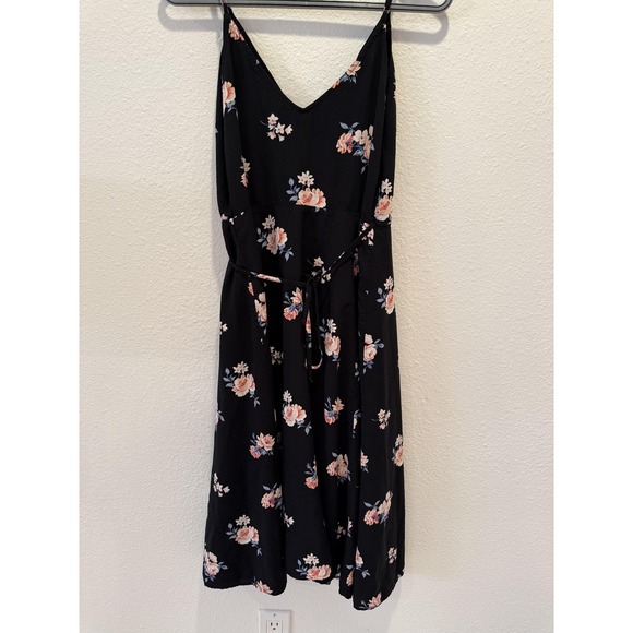 Abercrombie & Fitch Dress Womens Small Black Floral Wrap Midi Sleeveless V Neck - Picture 11 of 13